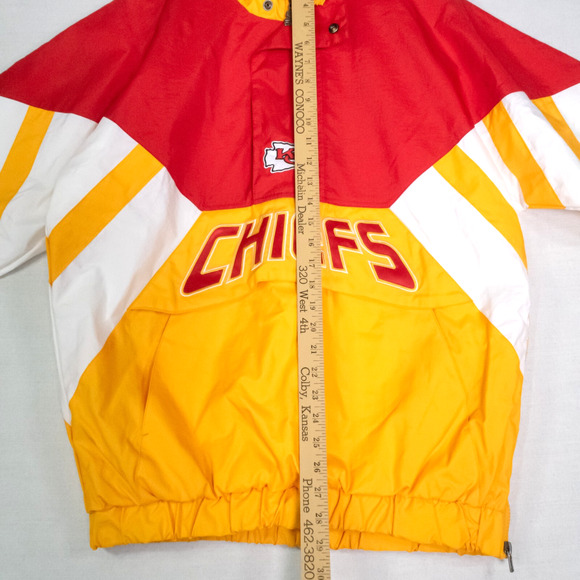 Kansas City Chiefs Jacket Starter Half Zip Pullover Red Yellow Mens Size M Retro - Picture 12 of 14